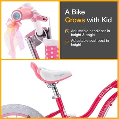 RoyalBaby Stargirl Kids Bike 16 Inch Girls Bicycle for Children with Training Wheels, Kickstand & Basket, Rose Pink - Image 5