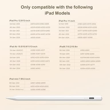 Hastraith Stylus Pen for iPad(2018-2025)-13 Mins Fast Charge with Tilt Sensitivity & Palm Rejection for iPad 11/10/9/8/7/6th Gen, Air 7/6/5/4/3/M3/M2, Pro 13"/12.9"/11"/M4, Mini 7/6/5th,White - Image 3
