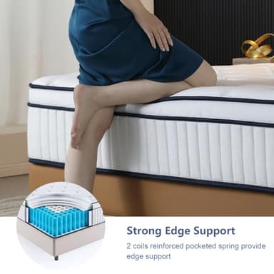 King Size Mattress, 14 Inch King Mattress in a Box, Medium Firm Hybrid Mattresses with Pocket Spring and Soft Foam, Optimal Motion Isolation & Strong Edge Support, Pressure Relief - Image 4