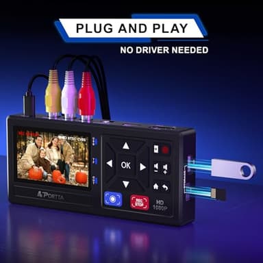 Portta VHS to Digital Converter, Video to Digital Recorder with Remote, Compatible with VHS, VCR, DVR, DVD, Hi8, Mini DV Players, Camcorder, Gaming Consoles (Tapes/DVD Player Not Included) - Image 3