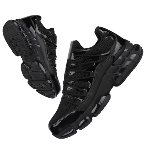 LIANGGO Steel Toe Shoes for Men Women Composite Toe Safety Work Non Slip Industrial Air Cushion Tennis Sneakers Black 38.5 - Image 1