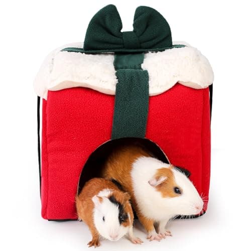 ONEJU Guinea Pig Hideout - Guinea Pig Bed, Gift Style Small Pet Hides, Ideal Bed for Small Pets, Gift Shape, Red - Image 1