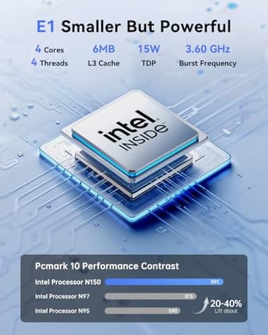 KAMRUI Essenx E1 Mini PC, 16GB DDR4 RAM 512GB M.2 SSD, Mini Computer Twin Lake N150 (Beat N100/N95,up to 3.6GHz), Desktop Computer Dual 4K, Ethernet, WiFi, Bluetooth for Business, Office, Home - Image 3