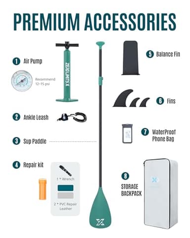 ZLX Inflatable Stand Up Paddle Board, 10'6" SUP Non-Slip Stable Deck Pad, Unique Center Fin, Premium Accessories, Portable Paddleboard for Adults, Beginners, All Skill Levels - Image 9