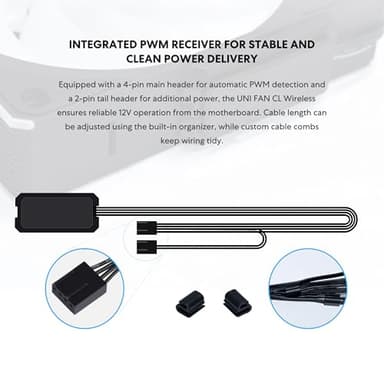 Lian Li UNI Fan CL120 ARGB 120mm PWM Fans - Triple Pack - 2.4 GHz Wireless Signal RGB & PC Case Fans Control - Daisy-Chain - Dual Light Zones - FDB - Controller Included & Required - Black (12CL1W3B) - Image 6
