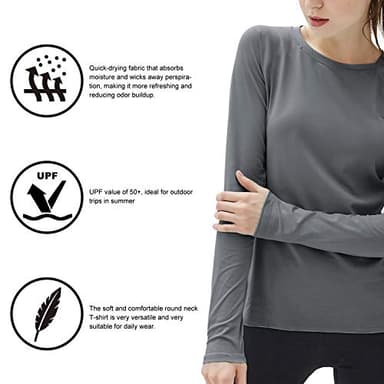 isnowood Women's Sun Protection Long Sleeve Shirts, 2 Pack UPF 50+ UV Rash Guard Swim Shirt, Lightweight Workout Hiking Tops - Image 4