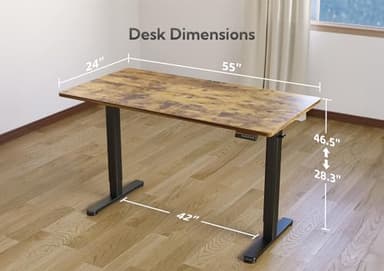 YDN Standing Desk, Electric Adjustable Height Stand up Desk, 55x24 Inches Sit Stand Home Office Desk with Splice Board, Rustic Brown Top - Image 3