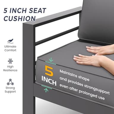 UDPATIO 10 Piece Aluminum Patio Furniture Set, Oversized Modern Outdoor Furniture Set with Olefin Fabric Cushion for Patio Deck Backyard, Dark Grey (with Waterproof Covers) - Image 5