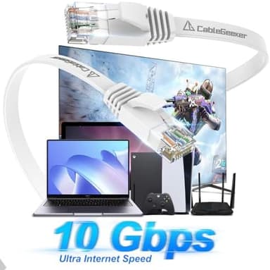 Cat 6 Ethernet Cable 150 ft, Indoor&Outdoor, High Speed 10Gbps Internet Network, Pure Copper Flat Ethernet Patch Cable Long, Computer LAN Cable with Clips & Straps for Router, Modem, PS4/5, White - Image 4