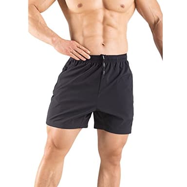 Gaglg Men's 5" Running Shorts 2 Pack Quick Dry Athletic Workout Gym Shorts with Zipper Pockets Black/Black,Medium - Image 2