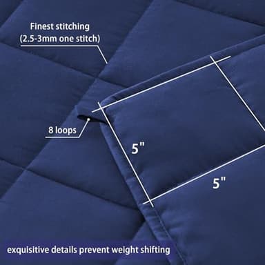 yescool Weighted Blanket for Adults (20 lbs, 60” x 80”, Blue) Cooling Heavy Blanket for Sleeping Perfect for 190-210 lbs, Queen Size Breathable Blanket with Premium Glass Bead, Machine Washable - Image 4