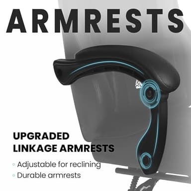 N-GEN GAMING Video Gaming Chair with Footrest Lumbar Support for Home Office High Back Recliner Height Adjustable Ergonomic Comfy Leather Computer Desk Chair (Black) - Image 6