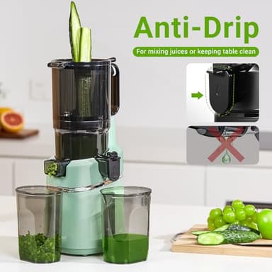 AMZCHEF Juicer Machines, 5.8" Extra Self-Feeding Cold Press Juicer for Whole Vegetable & Fruit, Juice Extractor Machine with Large Auger & Triple Strainers, Easy to Clean, High Juice Yield, Green - Image 8