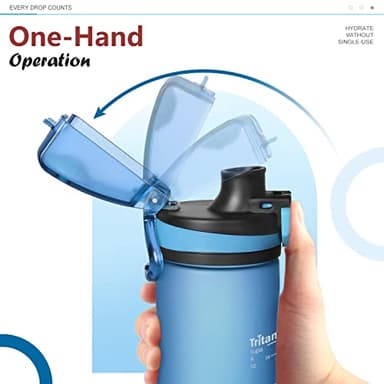 Opard Peak Water Bottle 20 Oz BPA Free Tritan Plastic Leak Proof Flip Top for School Kids Sports Gym Yoga Camping (Aqua) - Image 4