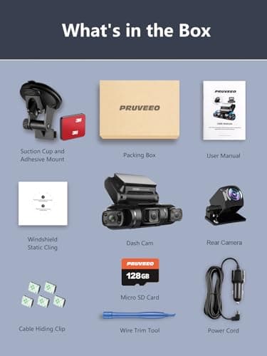 PRUVEEO 360 Degree View 4 Channel Dash Cam Front and Rear Inside Left Right, Dash Camera for Cars, Built-in GPS WiFi Night Vision, 24/7 Recording Parking Mode Monitor, Free 128G Card - Image 8