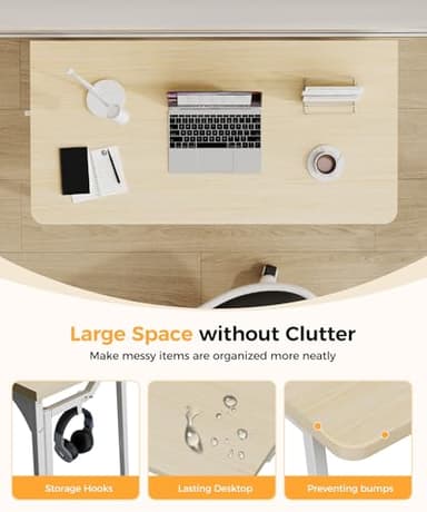 POLWKZU Folding Desk Small Foldable Desk for Small Space, 31.5 Inches Writing Computer Desks in Study, Home Office Foldable Office Desks for Bedroom, Oak - Image 6