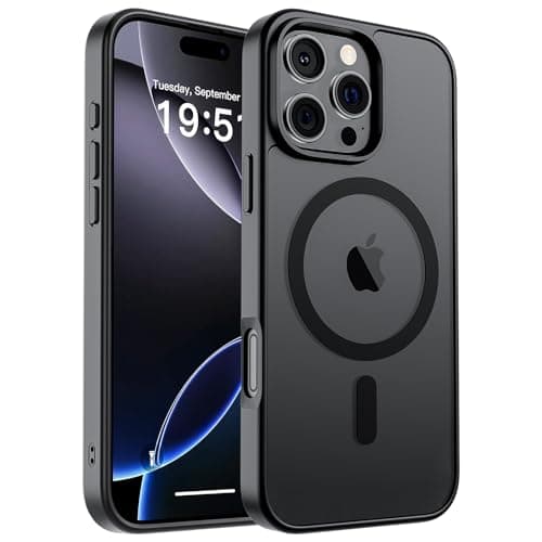 SUPFINE Magnetic for iPhone 16 Pro Max Case (Compatible with MagSafe) (Military Grade Drop Protection) Translucent Matte Shockproof Phone Cover, Black - Image 1