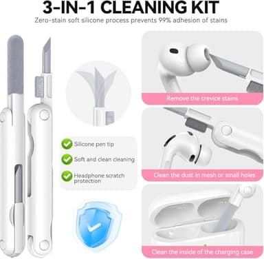 for AirPods 4 Case Pink with Cleaner Kit, TNSNK Soft Silicone Airpod 4 Case Compatible with Apple Airpods 4th Generation 2024 Case Cover with Keychain for Women Girly, Anti-Scratch, Drop Protection - Image 6