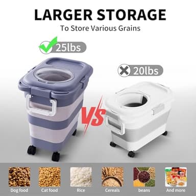 nxizoli 25 Lbs Dog Food Storage Container 2PCS, Collapsible Dog Food Container with Scoop for Pet/Dog/Cat/Bird Food,Keep Dry Food Fresh,Easy to Move(Blue & Khaki) - Image 3