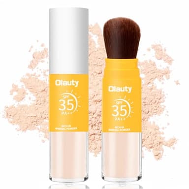 Mineral Sunscreen Setting Powder, SPF 35 Brush Sunscreen Powder for Face & Scalp, Long Lasting Lightweight Breathable, Oil Control Natural Matte Finish (#02 Medium) - Image 1
