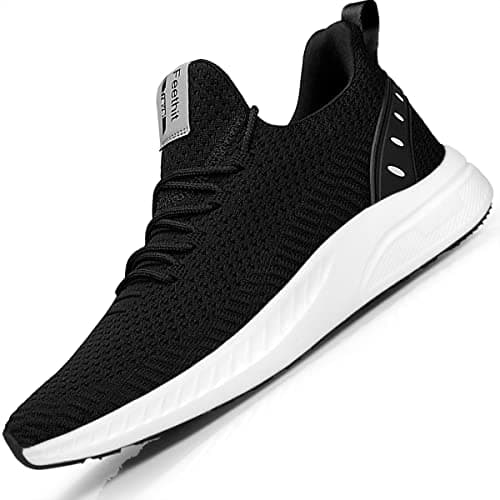 Feethit Mens Slip On Walking Shoes Blade Tennis Shoes Non Slip Running Shoes Lightweight Workout Shoes Breathable Mesh Fashion Sneakers Black White Size 10 - Image 1