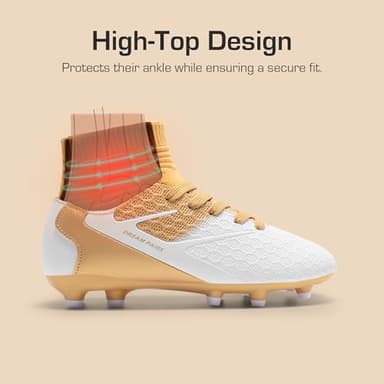 DREAM PAIRS Boys Girls Soccer Cleats Youth Firm Groud Outdoor Sport Athletic High Top Football Shoes for Little/Big Kid,Size 13 Little Kid,All/Black,HZ19002K - Image 4