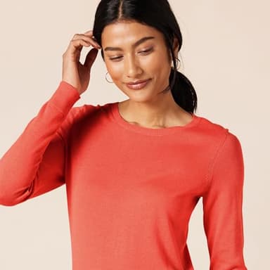 Amazon Essentials Women's Long-Sleeve Lightweight Crewneck Sweater (Available in Plus Size), Coral Pink, Large - Image 4