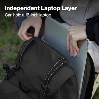 mixi Travel Backpack for Women Men, 18 Inch Carry On Laptop Backpack Flight Approved fits 16'' Laptop, Lightweight Waterproof Hiking Backpack Travel Outdoor Business Casual Daypack, Black - Image 3