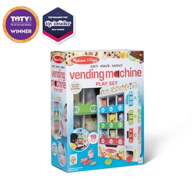 Melissa & Doug Sort-Stock-Select Wooden Vending Machine Toy with Play Food, Mini Vending Machine Toys & Play Money, Preschool Toys for Kids Ages 3+ - Image 4