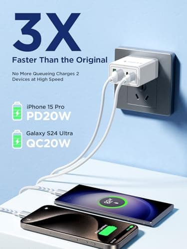 USB C Charger Block, 40W 4-Port Fast Charger 20W Type C Charging Block 3.1A USB Wall Charger Dual Port PD+QC Charging Cube for iPhone 16 15 14 13 12 Pro Max XS, iPad, Samsung Phone (White) - Image 3