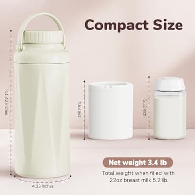 EASYVAVA 22oz Portable Breast Milk Cooler Bottle-Breastmilk Chiller for Outdoor Travel Mom, Keeps Milk Fresh Cooling for 24 Hours,Breastfeeding Essentials with 2pcs Bottle for Breastmilk Storage - Image 2
