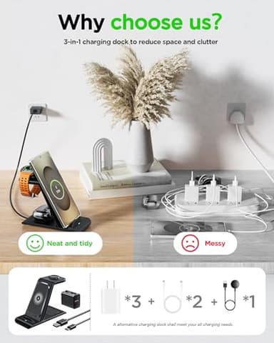 Wireless Charging Station for Samsung Wireless Charger Galaxy Watch 8/7/6/5/4/3 Active 2/1 Stand Galaxy S25 Ultra/S25/S24/S23/S22/S21/Note20/10 Z Fold Flip 7 Galaxy Buds3/2 Pro/Live Multiple Devices - Image 4