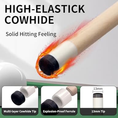 LOTKEY Pool Stick, Pool Cue 58'' 21 oz Cue Sticks with Extra 2 Pool Chalks Canadian Maple Pool Sticks Durable for Professional Billiard Players - Image 4
