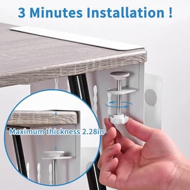 osseph Desk Side Storage, Side Desk Laptop Holder with Anti-Scratch Pad & Magnetic Pen Holder, No Drill Under Table Laptop Mount Fits Flat Edge 0.3" to 2.3" - Image 4