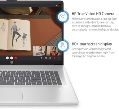 HP Business Touchscreen Laptop 17 inch, Intel 10-Core i7-1355U(up to 5.0 GHz), 64 GB RAM, 2 TB SSD, Intel Iris Xe GPU, Wi-Fi 6, Fingerprint, MS Office Pro Lifetime License, Windows 11 Pro, w/Mouse - Image 3