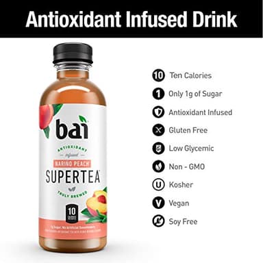 Bai Iced Tea, Narino Peach, Antioxidant Infused Supertea, Crafted with Real Tea (Black Tea, White Tea), 18 Fluid Ounce Bottles, 12 count - Image 5