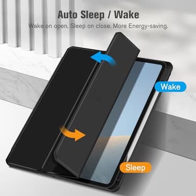 Fintie Hybrid Slim Case for iPad Pro 13-inch (M4) 2024, [Built-in Pencil Holder] Shockproof Cover with Clear Transparent Back Shell, Auto Wake/Sleep, Black - Image 8