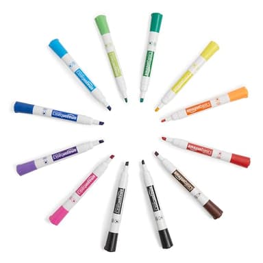 Amazon Basics Dry Erase Markers For Whiteboards, Chisel Tip, Low-Odor, Assorted Colors, Pack of 12 - Image 7