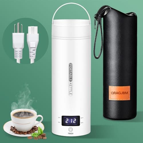Travel Electric Kettle Portable Small Mini Tea Coffee Kettle Water Boiler, Water Heater with 4 Temperature Control,304 Stainless Steel with Auto Shut-Off & Boil Dry Protection, BPA-Free (White) - Image 1