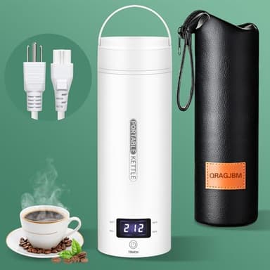 Travel Electric Kettle Portable Small Mini Tea Coffee Kettle Water Boiler, Water Heater with 4 Temperature Control,304 Stainless Steel with Auto Shut-Off & Boil Dry Protection, BPA-Free (White) - Image 1