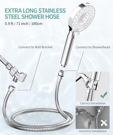 Filtered Shower Head with Handheld, High Pressure 9 Spray Mode Chrome Showerhead with Filters,detachable shower head,Water Softener Filters Beads for Hard Water -Remove Chlorine - Image 7