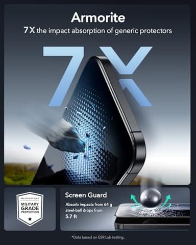 ESR 3 Pack 9H+ Glass for iPhone 17/iPhone 16 Pro Screen Protector, [Military-Grade Shatterproof], with AR Anti-Reflective Technology, Armorite Ultra-Tough Tempered Glass with Ultra Fit Tray - Image 5