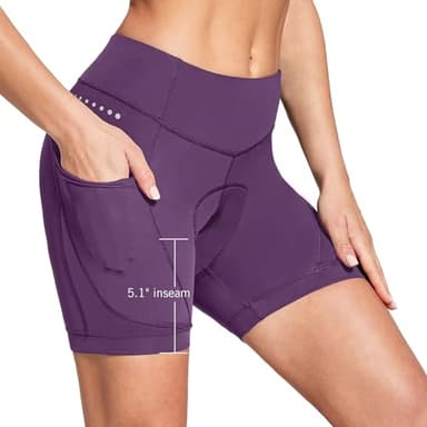 baleaf 4D Padded Bike Shorts Women Cycling Underwear Gel Padding Pockets Purple II M - Image 2