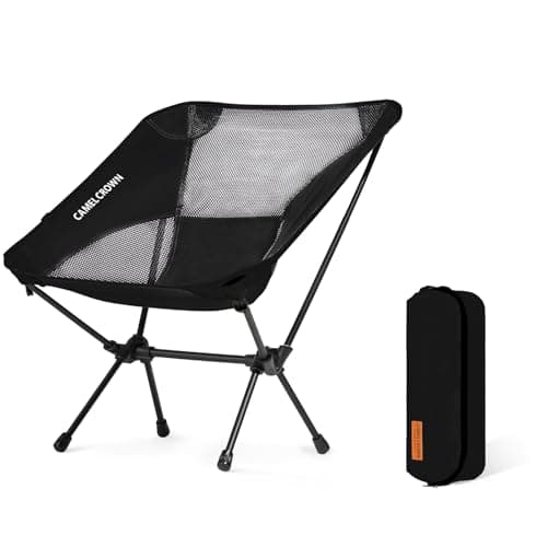 CAMEL CROWN Portable Camping Chair Lightweight Compact Folding Chair Mesh for Outdoor Camp Travel Beach Picnic Festival Hiking Backpacking Black - Image 1