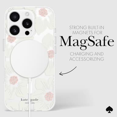 kate spade new york iPhone 16 Pro Case - Compatible with MagSafe - Designer Phone Case - Hollyhock Cream Floral - Image 6