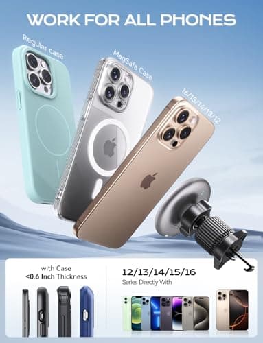 UPTOHIGH for Magsafe Car Mount Charger, 15W Fast Charging LED Magnetic Wireless Car Charger, Air Vent Phone Holders for Your Car for Magsafe Car Phone Holder for iPhone 15/14/13/12 Fast Charging - Image 5