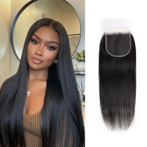 5x5 HD Lace Closure Straight Transparent HD Lace Closure 12A Brazilian Virgin Human Hair Closure Free Part Pre Plucked with Baby Hair Natural Color 16 Inch