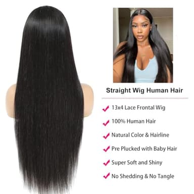 Amyes 30 Inch Straight Lace Front Wigs Human Hair 13x4 HD Lace Wigs 200% Density Brazilian Virgin Hair Glueless Wigs for Women Pre Plucked with Baby Hair Natural Black - Image 4