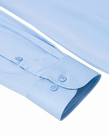 Alimens & Gentle Slim Fit Mens Dress Shirts for Men Button Down Long Sleeve Dress Shirts Wrinkle Free Formal Stain Proof Blue Sky - Image 7