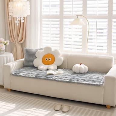 FUNNY FUZZY Pet Couch Covers for Sofa, Washable Dog Couch Cover Protector for Dogs, Flannel Couch Covers for Dogs Pet Friendly Pets Mat Bed Sofa Cover (Blue-Grey, 27.6"×59.1") - Image 7